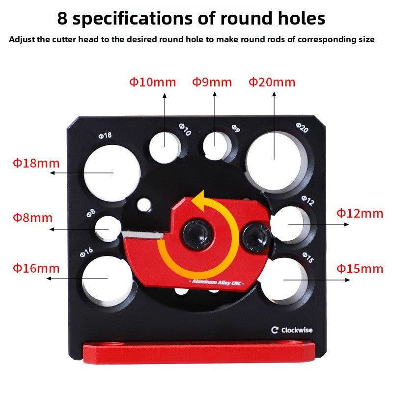 8-hole Adjustable Wooden Rod/dove, Rectangular Strip To Round Strip, Electric Drill Rounding Tool（Includes Wrench, Screwdriver, and Mounting Screws）
