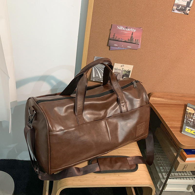 Men's Large Capacity Leather Fitness Single Shoulder Bag