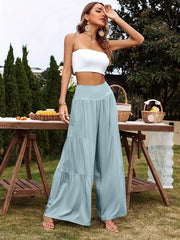 Casual Wide-leg Cotton-linen High-waisted Pants