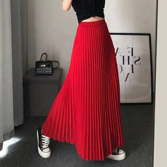 Pleated Skirt, Half Skirt, Bright Satin Women's Metallic Flowing Dress