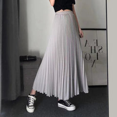 Pleated Skirt, Half Skirt, Bright Satin Women's Metallic Flowing Dress