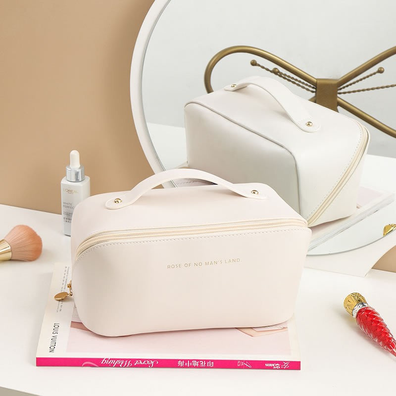 Large Capacity Portable PU Pillow Makeup and Toiletry Storage Bag