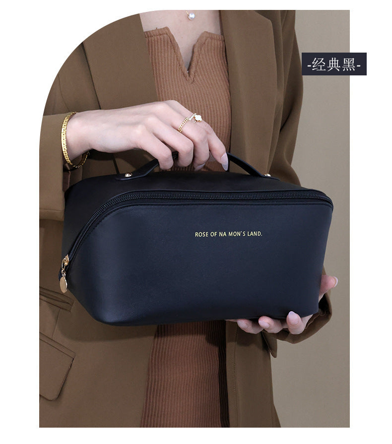 Large Capacity Portable PU Pillow Makeup and Toiletry Storage Bag