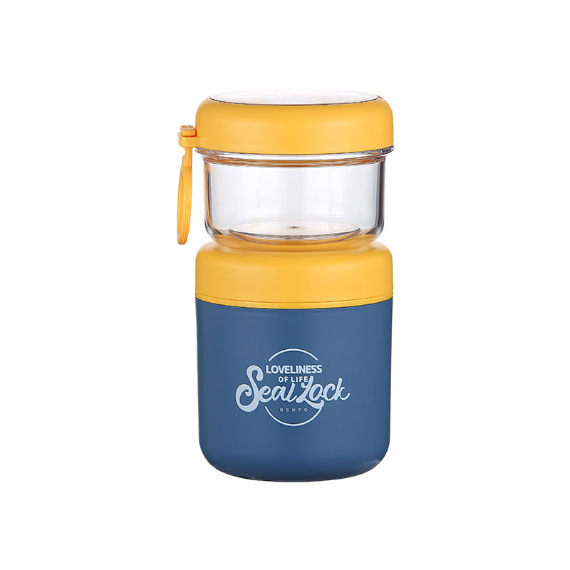 Stainless Steel Large-capacity Insulated, Covered Spoon Breakfast Cup, Oatmeal Cup, Portable for Students and Office Workers