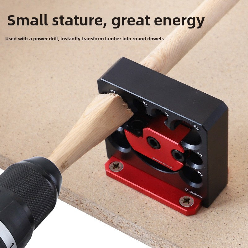 8-hole Adjustable Wooden Rod/dove, Rectangular Strip To Round Strip, Electric Drill Rounding Tool（Includes Wrench, Screwdriver, and Mounting Screws）