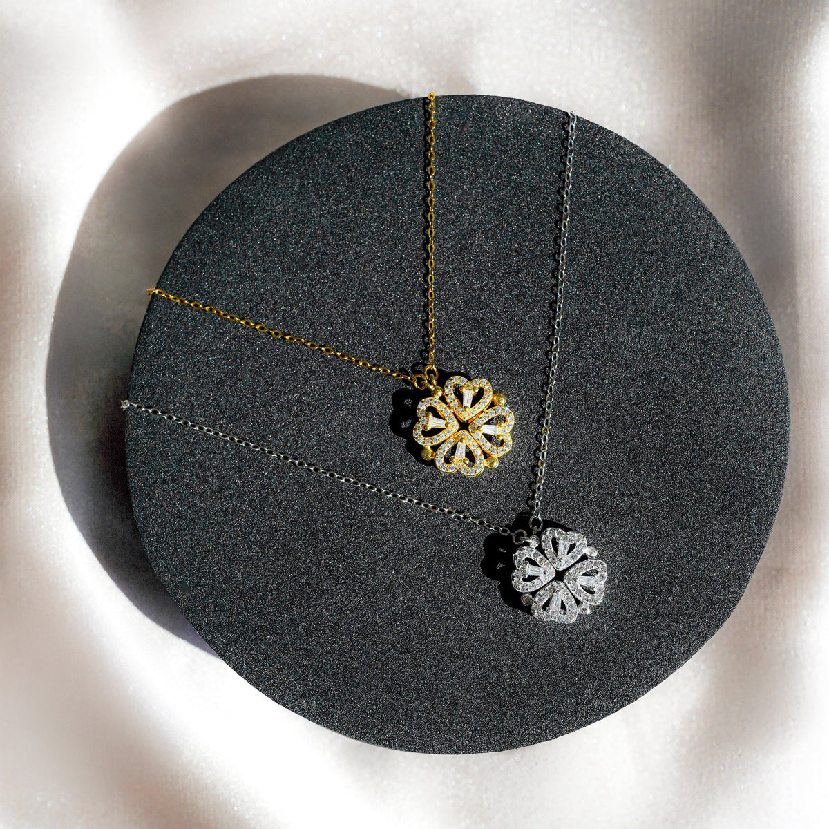 Daughter's 4-Leaf Clover Lucky Charm Necklace and Forever Rose Gift Box