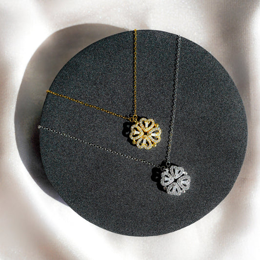 Daughter's 4-Leaf Clover Lucky Charm Necklace and Forever Rose Gift Box