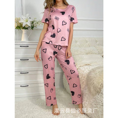 Women's milk silk cute printed pajamas suit
