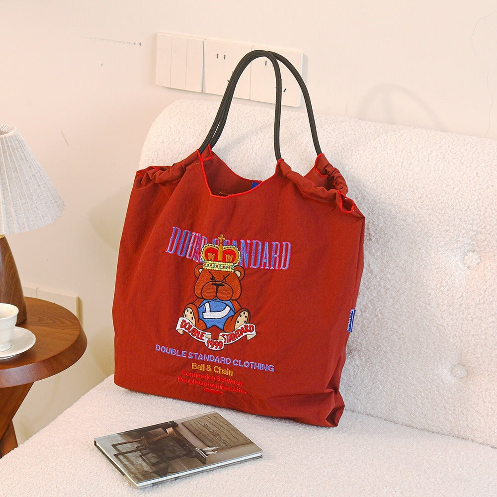 Japanese-style Embroidered Shopping Bags for Women, Fashionable, Niche and Large-capacity Bags