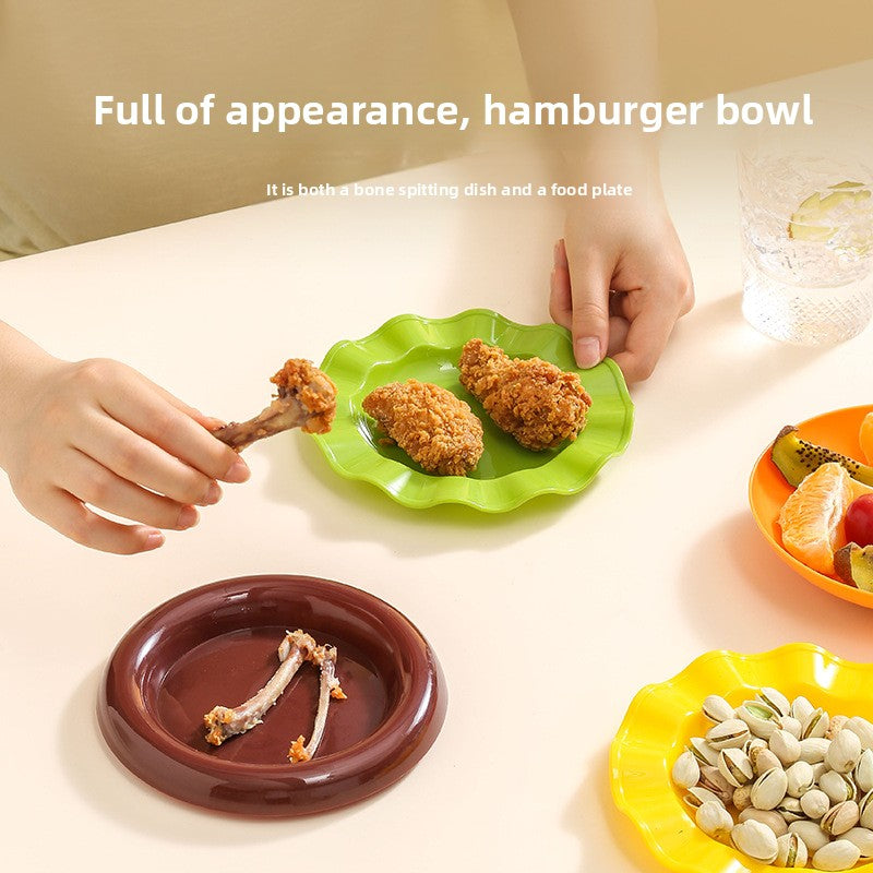 Hamburger Bone-spitting Plate, Dessert Plate, Cute-shaped Tableware Plate, Seasoning Plate Set