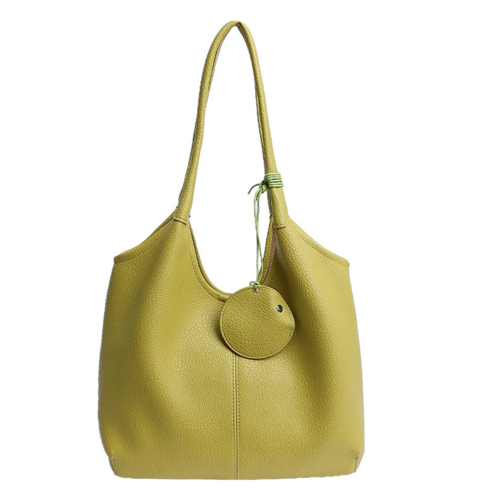 Solid-color Minimalist Tote Bag, A Fashionable, Versatile and High-end Single-shoulder Underarm Bag for Women