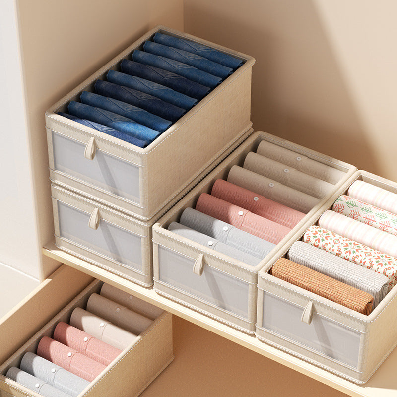 Japanese-style Cotton and Linen Clothing Storage Box, Fabric Foldable Storage Box,Clothing Storage and Organization Box,Home Wardrobe