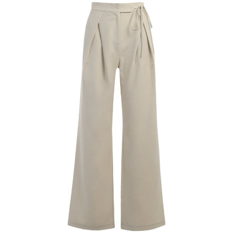 High-waisted, Strapless, Solid-color, Versatile, Casual, Wide-leg Dress Pants for Women