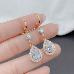 Shiny and Exquisite Water Drop Earrings, Crystal Earrings, High-end, Fashionable and Versatile Earrings