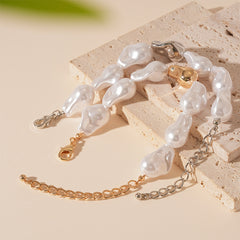 Retro Baroque Imitation Pearl Irregular Geometric Bracelet, French Fashion, Simple and Elegant for Women