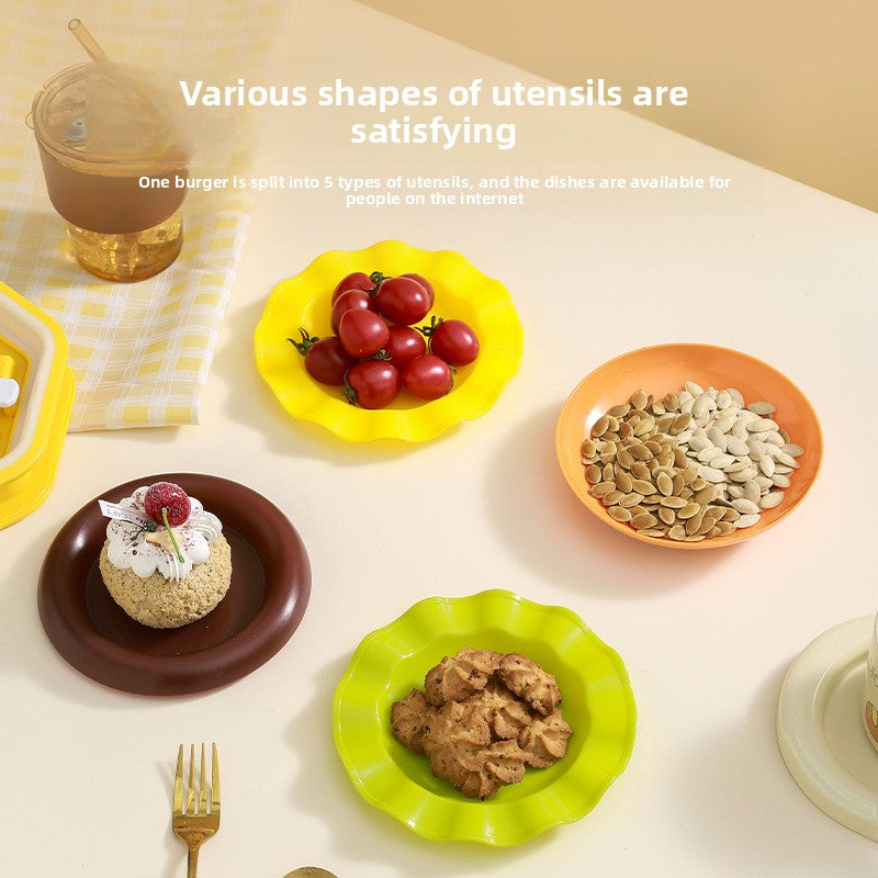 Hamburger Bone-spitting Plate, Dessert Plate, Cute-shaped Tableware Plate, Seasoning Plate Set
