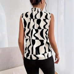 Full-body Printed Small High-neck Sleeveless Shirt