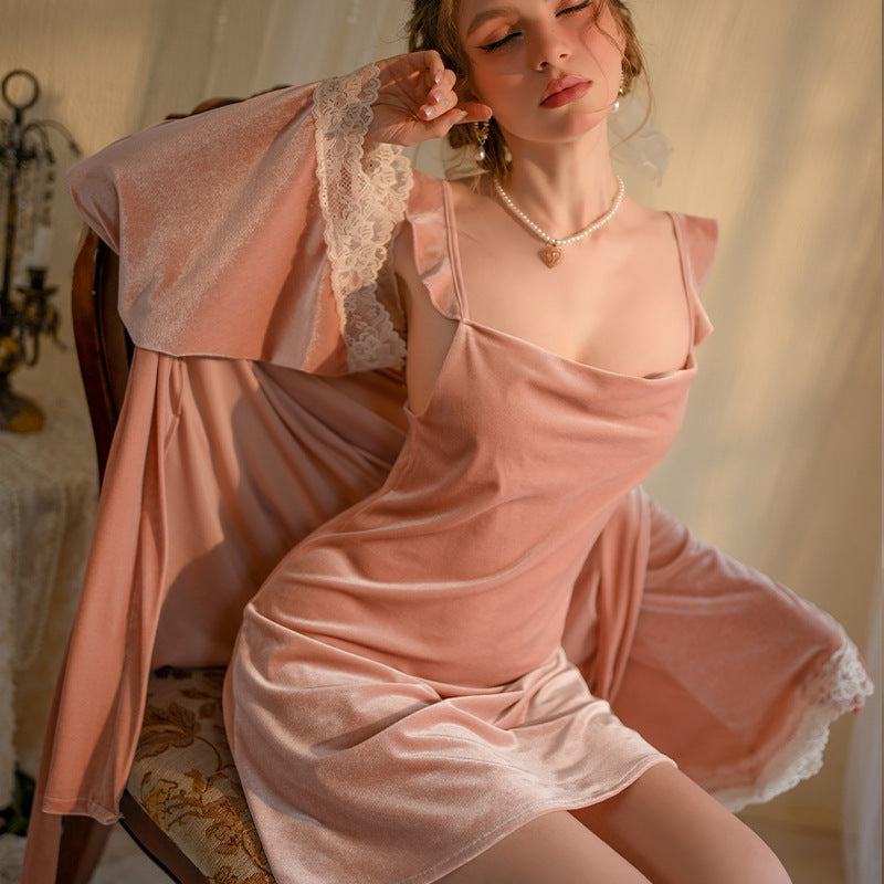 Home Simple Velvet Princess Pajama Set