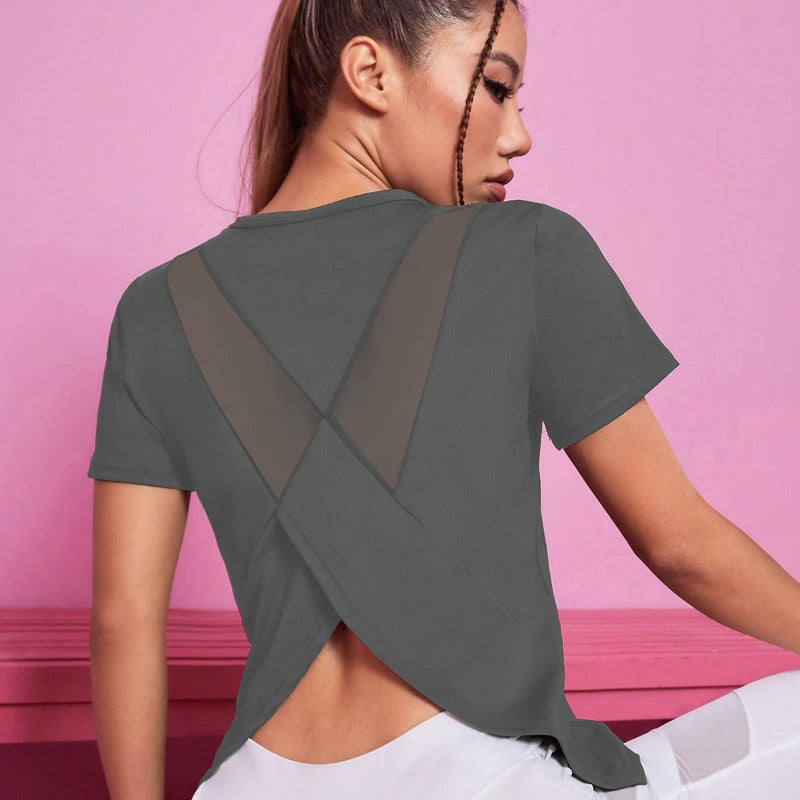Yoga Wear, Women's Sports T-shirt, Loose, Breathable, Quick-drying Top, Fitness Short-sleeved