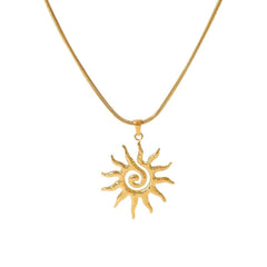 Fashion Hollow Sun Titanium Steel Personality Creative Spiral Clavicle Necklace