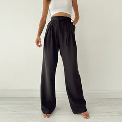 High-waisted, Strapless, Solid-color, Versatile, Casual, Wide-leg Dress Pants for Women