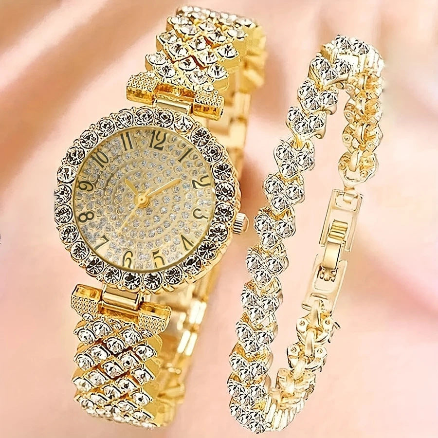 Full Diamond Women's Watch with Free Diamond Bracelet
