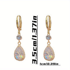 Shiny and Exquisite Water Drop Earrings, Crystal Earrings, High-end, Fashionable and Versatile Earrings