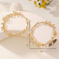 Oversized Earrings, Exaggerated Flowers, Branches and Leaves, Large Golden Rings, Sweet, Cool, Fashionable and Elegant Earrings