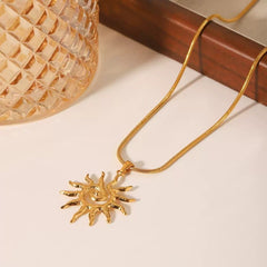 Fashion Hollow Sun Titanium Steel Personality Creative Spiral Clavicle Necklace