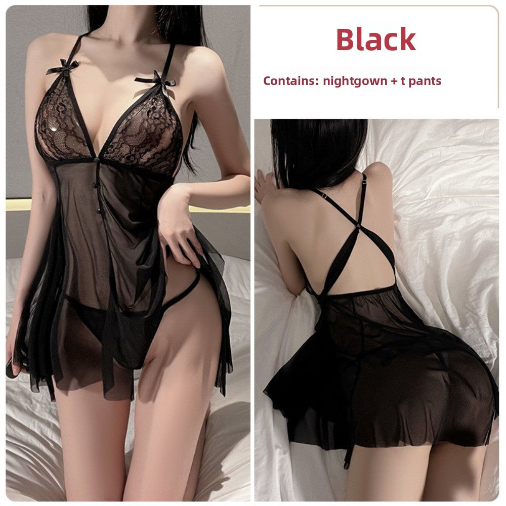Sexy Lace Sweet Bow Pajama Set