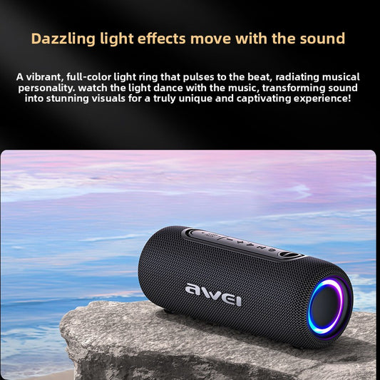 Awei KA8 Portable Stereo Bluetooth Speaker with Colorful Lighting and IPX5 Waterproof Series Speaker
